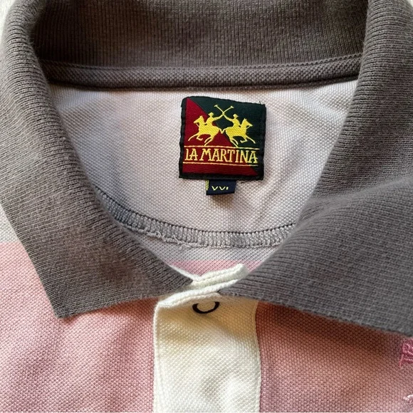 Men’s Authentic La Martina Striped Argentino Long Sleeve Polo Shirt